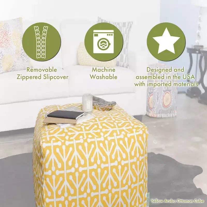 Majestic Home Goods,Pouf Cube Crème
