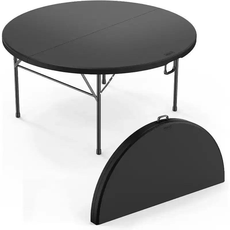 Table commerciale pliante ronde noire VINGLI 5 FT, table de jeu de cartes en plastique portable de 60 pouces pour cuisine, fête, mariage, événement, 1 pièce
