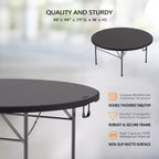 Table commerciale pliante ronde noire VINGLI 5 FT, table de jeu de cartes en plastique portable de 60 pouces pour cuisine, fête, mariage, événement, 1 pièce
