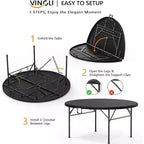 Table commerciale pliante ronde noire VINGLI 5 FT, table de jeu de cartes en plastique portable de 60 pouces pour cuisine, fête, mariage, événement, 1 pièce