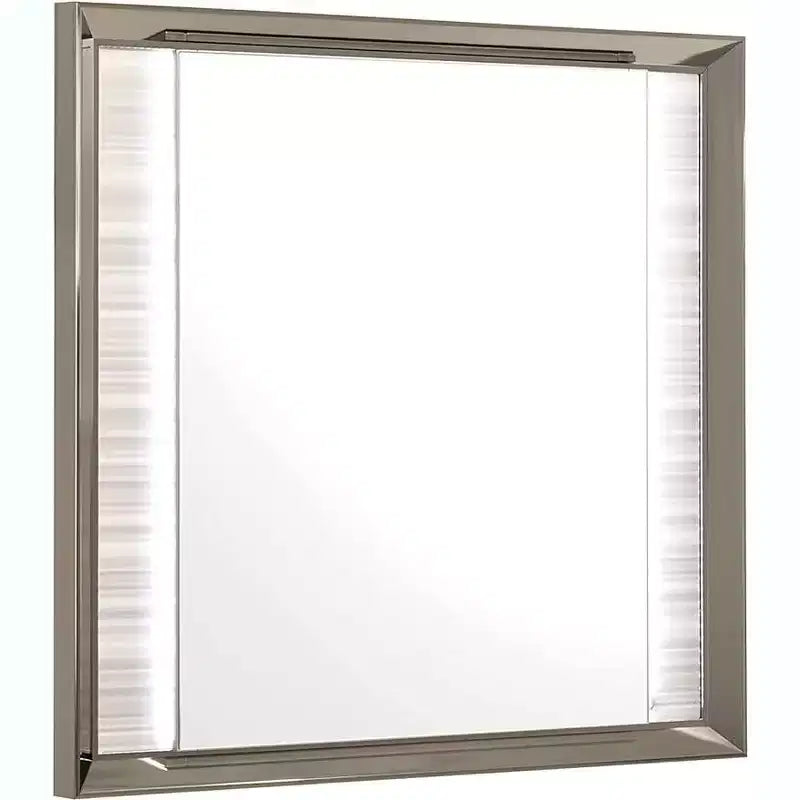 Miroir blanc HomeStock avec cadre LED - Accent de chambre luxueux et moderne avec détails chromés