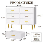 Commode à 6 tiroirs, commode de chambre en bois moderne avec tiroirs de rangement, meuble TV de style ferme pour salon, chambre, couloir, blanc
