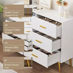 Commode à 6 tiroirs, commode de chambre en bois moderne avec tiroirs de rangement, meuble TV de style ferme pour salon, chambre, couloir, blanc