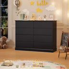Commode à 8 tiroirs pour chambre à coucher, commode avec tiroirs profonds, grande commode double pour placard avec plateau large, commode horizontale en bois