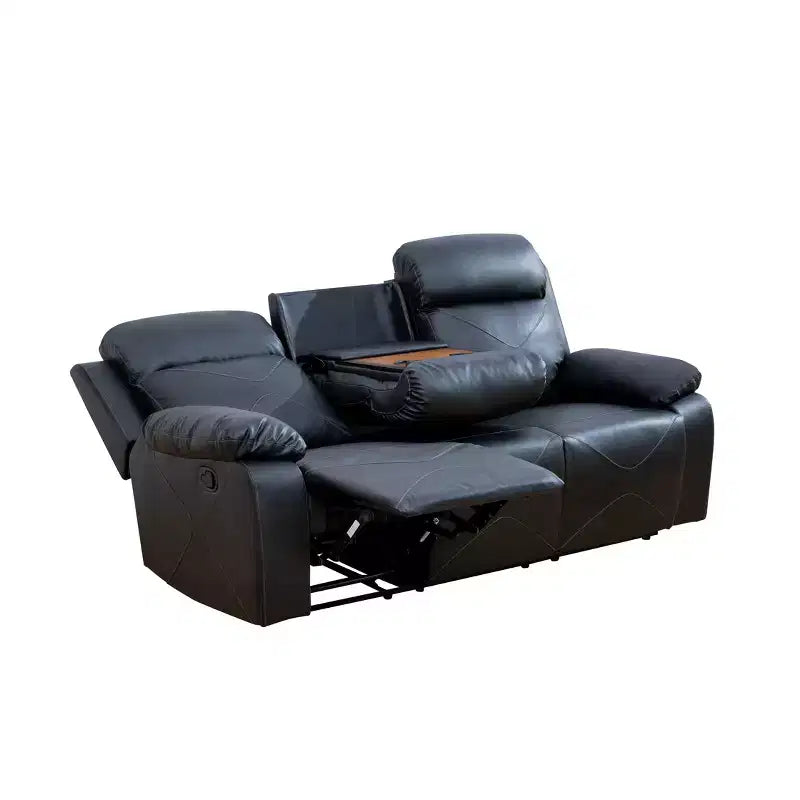 Canapé inclinable MAYEERTY, fauteuil inclinable 3 places en cuir respirant avec table basse réversible pour salon, noir