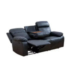Canapé inclinable MAYEERTY, fauteuil inclinable 3 places en cuir respirant avec table basse réversible pour salon, noir