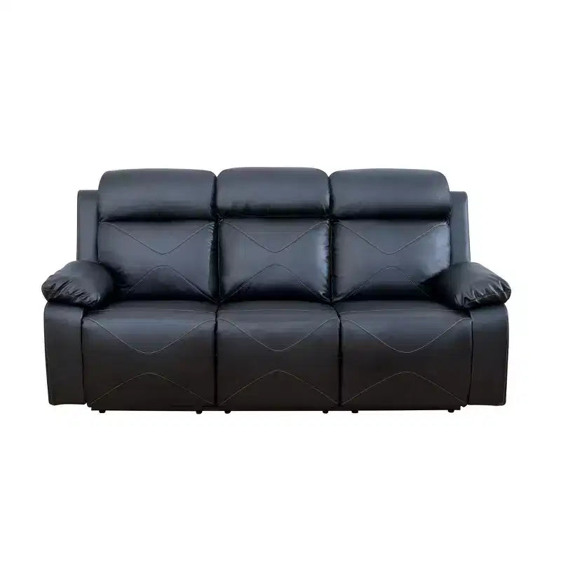 Canapé inclinable MAYEERTY, fauteuil inclinable 3 places en cuir respirant avec table basse réversible pour salon, noir