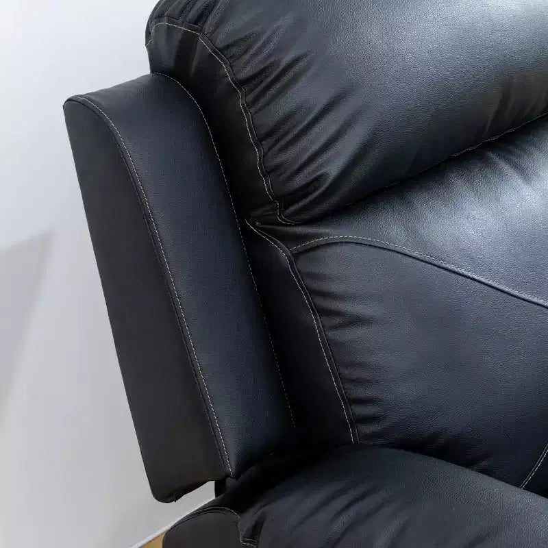 Canapé inclinable MAYEERTY, fauteuil inclinable 3 places en cuir respirant avec table basse réversible pour salon, noir