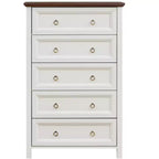 Commode Console de Style Ferme Okak avec Tiroirs, Commode de Chambre à Coucher, Commode en Bois avec Poignée Anneau Rétro