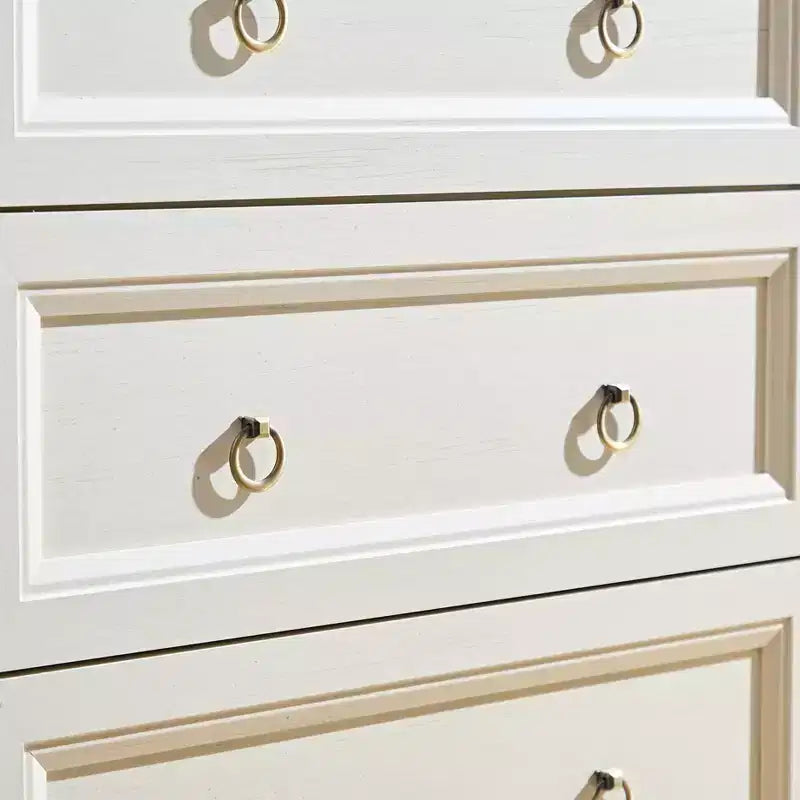Commode Console de Style Ferme Okak avec Tiroirs, Commode de Chambre à Coucher, Commode en Bois avec Poignée Anneau Rétro