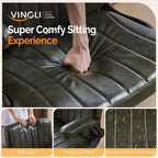 VINGLI Chaise Criss-Cross avec accoudoirs relevables réglables, chaise à pieds croisés avec roulettes, chaise de bureau extra large, cuir PU, vert foncé