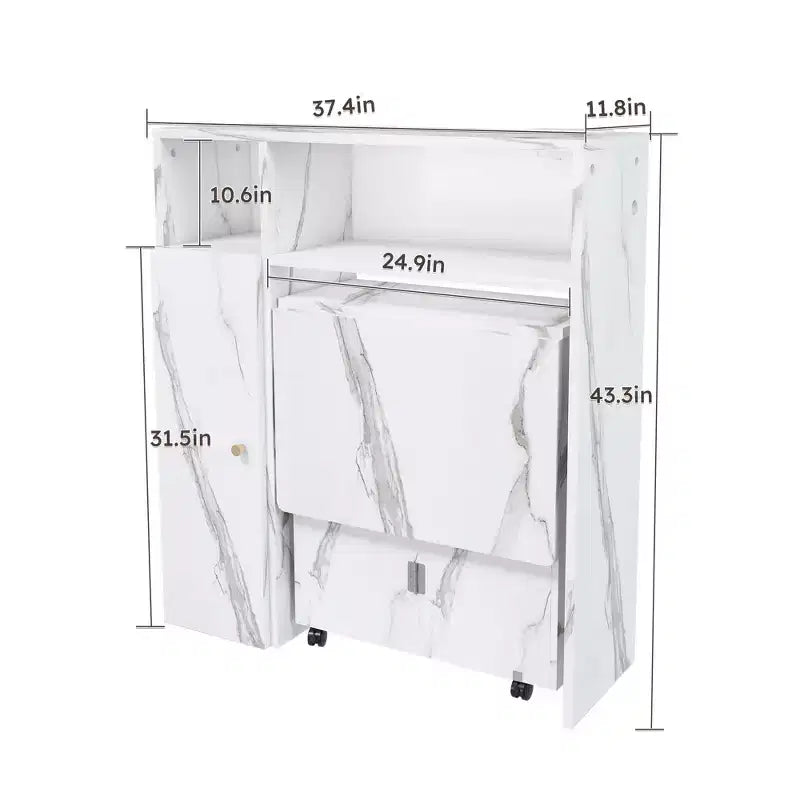 Table Pliante Multifonctionnelle Okak 37.4IN avec Rangement pour 4 Personnes, Table à Manger avec Roues, Table de Cuisine pour Salle à Manger, Salon
