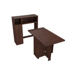 Table Pliante Multifonctionnelle Okak 37.4IN avec Rangement pour 4 Personnes, Table à Manger avec Roues, Table de Cuisine pour Salle à Manger, Salon