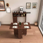 Table Pliante Multifonctionnelle Okak 37.4IN avec Rangement pour 4 Personnes, Table à Manger avec Roues, Table de Cuisine pour Salle à Manger, Salon