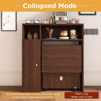 Table Pliante Multifonctionnelle Okak 37.4IN avec Rangement pour 4 Personnes, Table à Manger avec Roues, Table de Cuisine pour Salle à Manger, Salon