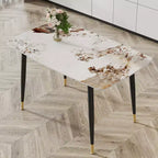 Okak Table à manger rectangulaire moderne 50IN, table de cuisine avec plateau en pierre frittée, table à manger pour salon, cuisine, blanc