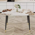 Okak Table à manger rectangulaire moderne 50IN, table de cuisine avec plateau en pierre frittée, table à manger pour salon, cuisine, blanc