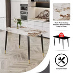 Okak Table à manger rectangulaire moderne 50IN, table de cuisine avec plateau en pierre frittée, table à manger pour salon, cuisine, blanc