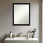 Miroir mural de salle de bain Amanti Art Downton noir, encadré de bois, sans biseau