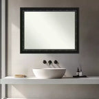 Miroir mural de salle de bain Amanti Art Downton noir, encadré de bois, sans biseau