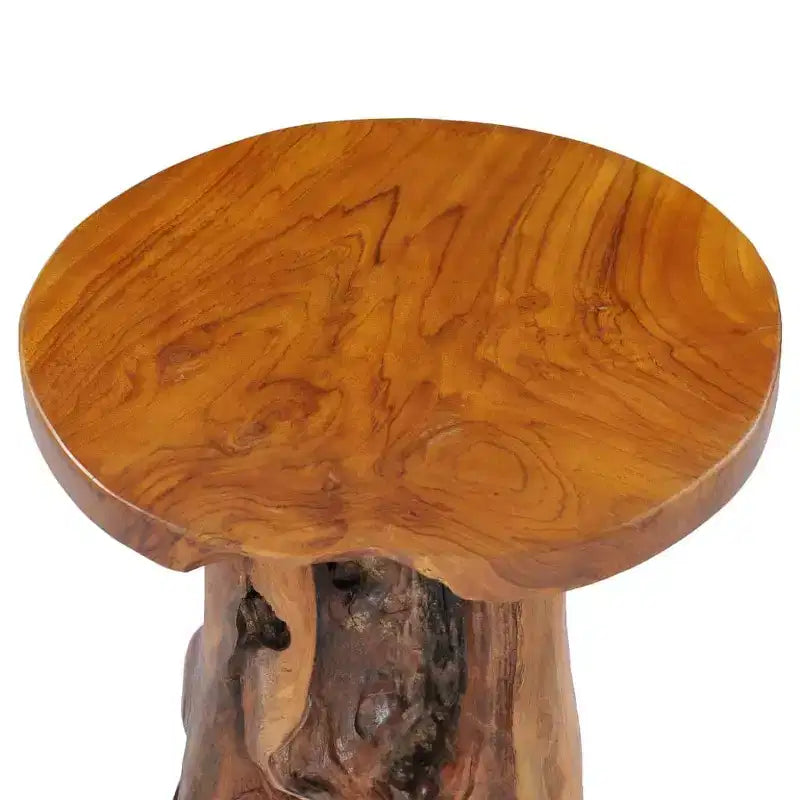 vidaXL Table basse ronde avec pied unique en racine de teck massif – Plateau fait main, meuble durable et polyvalent