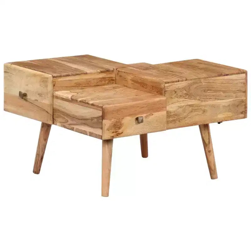 vidaXL Table basse 70x60x42 cm Bois d'acacia massif et bois d'ingénierie