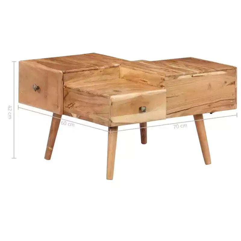 vidaXL Table basse 70x60x42 cm Bois d'acacia massif et bois d'ingénierie