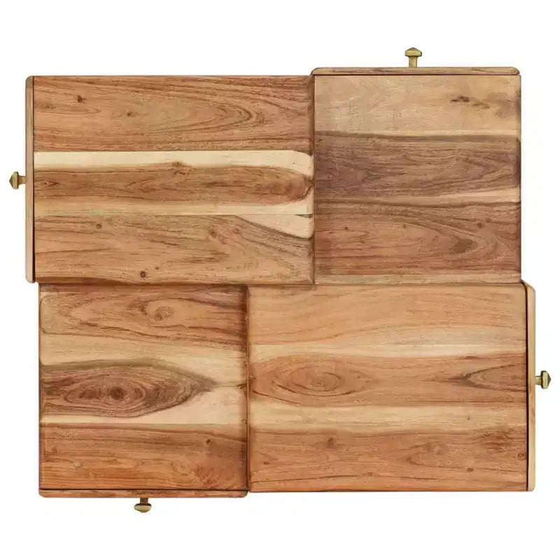 vidaXL Table basse 70x60x42 cm Bois d'acacia massif et bois d'ingénierie