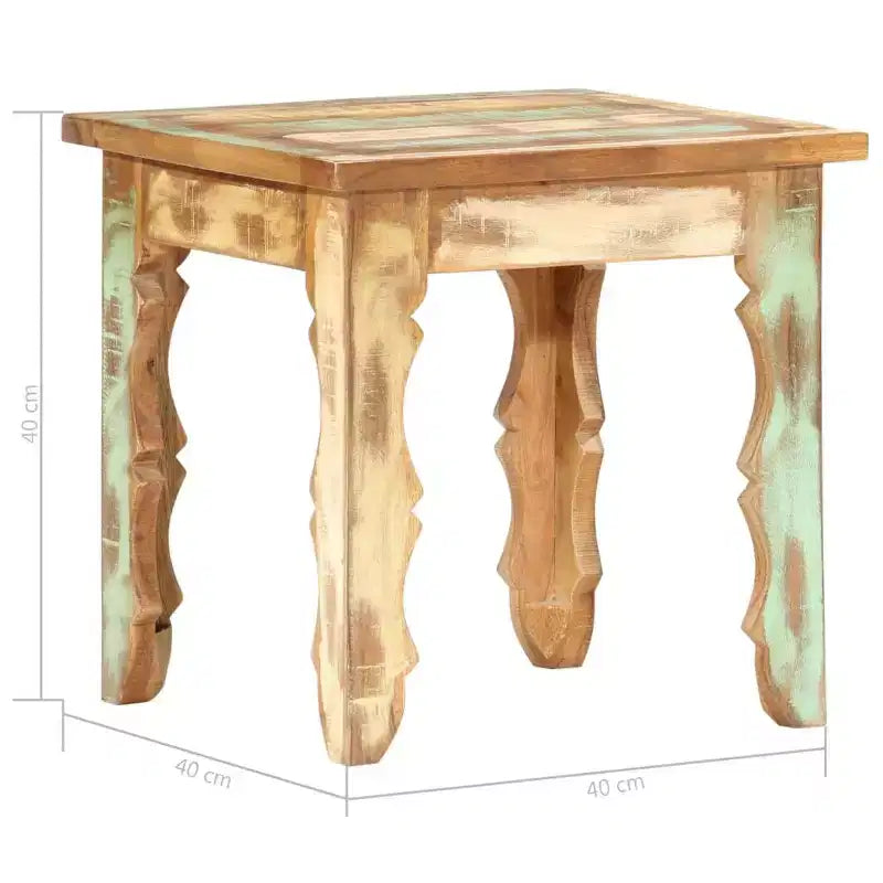 vidaXL Table basse carrée en bois de récupération massif - Finition antique, pièce d'appoint faite à la main pour salon, salle de détente, bibliothèque
