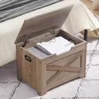 Banc de rangement avec couvercle relevable, Coffre de rangement en bois pour entrée et chambre à coucher