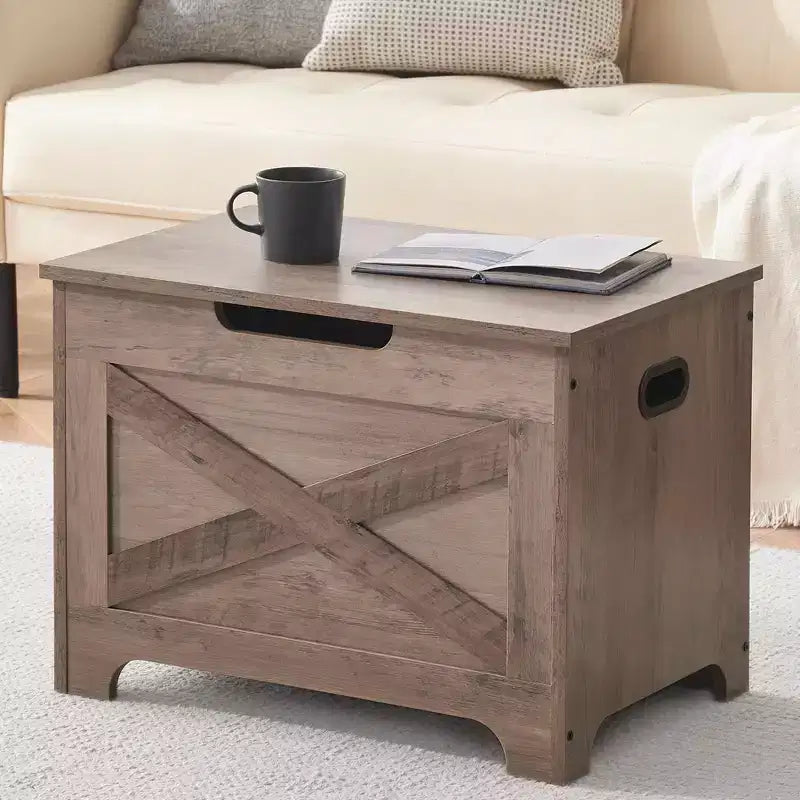 Banc de rangement avec couvercle relevable, Coffre de rangement en bois pour entrée et chambre à coucher