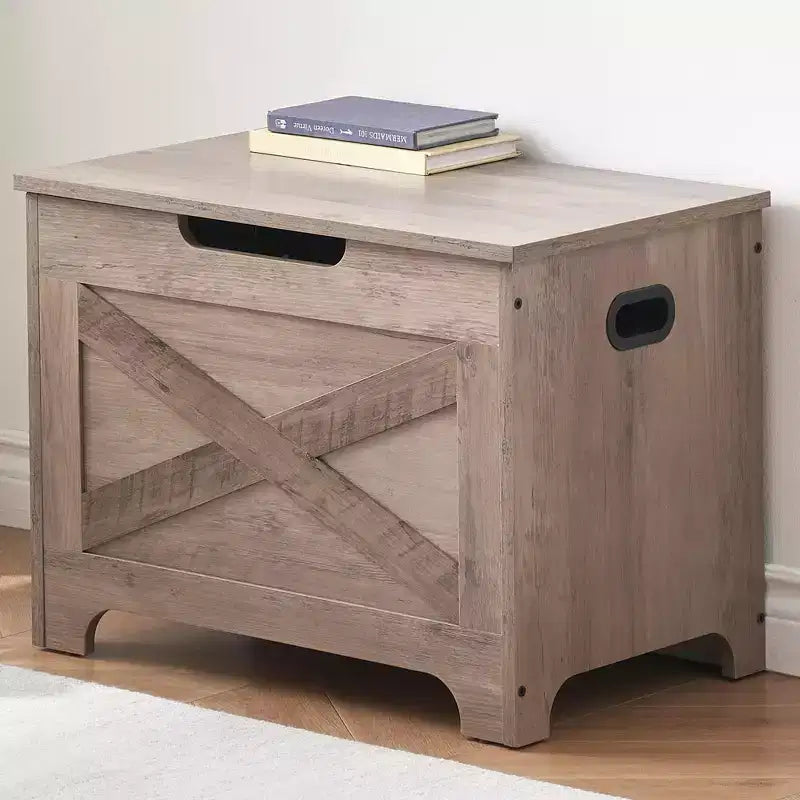 Banc de rangement avec couvercle relevable, Coffre de rangement en bois pour entrée et chambre à coucher
