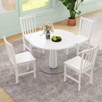 Lot de 4 chaises de salle à manger rustiques Costway avec dossier inclinable à lattes, assise large, pieds en bois d'hévéa, Noir/Blanc