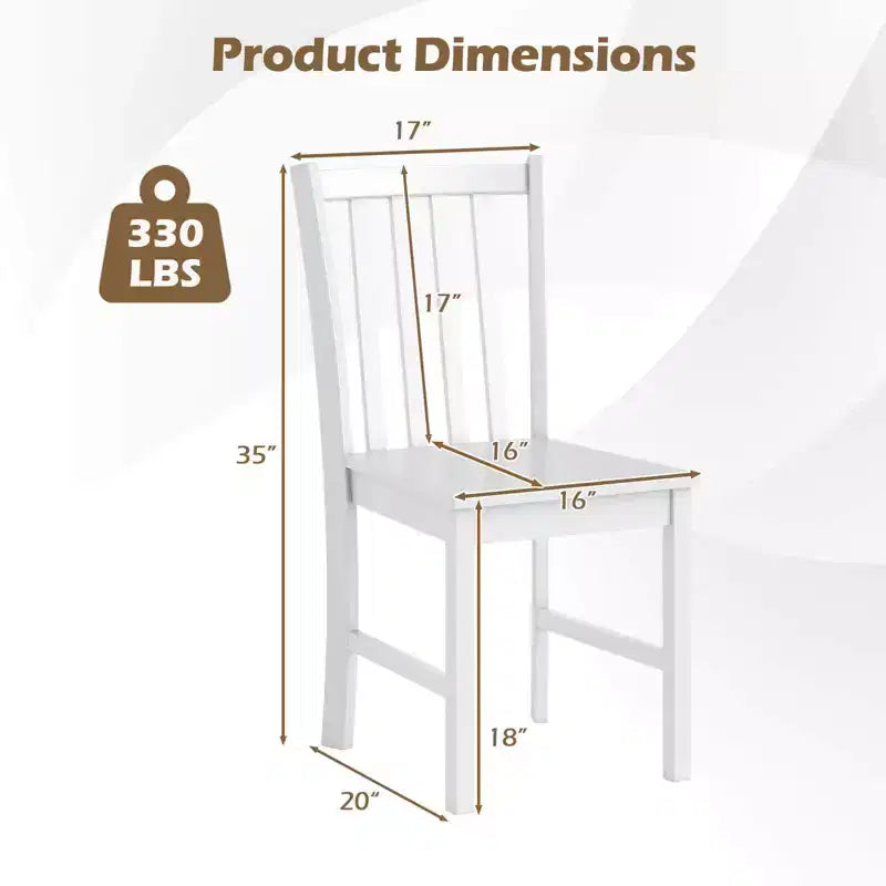 Lot de 4 chaises de salle à manger rustiques Costway avec dossier inclinable à lattes, assise large, pieds en bois d'hévéa, Noir/Blanc