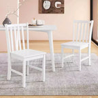 Lot de 4 chaises de salle à manger rustiques Costway avec dossier inclinable à lattes, assise large, pieds en bois d'hévéa, Noir/Blanc