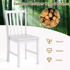 Lot de 4 chaises de salle à manger rustiques Costway avec dossier inclinable à lattes, assise large, pieds en bois d'hévéa, Noir/Blanc