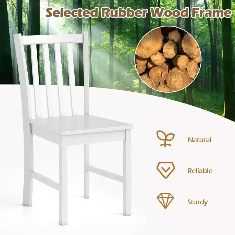 Lot de 4 chaises de salle à manger rustiques Costway avec dossier inclinable à lattes, assise large, pieds en bois d'hévéa, Noir/Blanc
