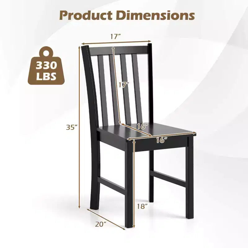 Lot de 4 chaises de salle à manger rustiques Costway avec dossier inclinable à lattes, assise large, pieds en bois d'hévéa, Noir/Blanc