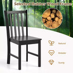 Lot de 4 chaises de salle à manger rustiques Costway avec dossier inclinable à lattes, assise large, pieds en bois d'hévéa, Noir/Blanc