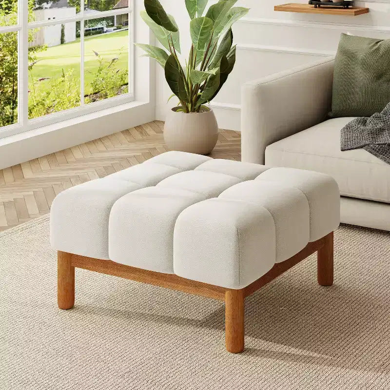 Christopher Knight Home Ottoman moderne rembourré Allen de style Biscuit capitonné de forme carrée