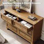 Meuble de rangement blanc style ferme avec 6 tiroirs, commode meuble TV avec poignées vintage, bois large pour chambre, salon, couloir