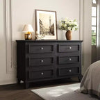 Meuble de rangement blanc style ferme avec 6 tiroirs, commode meuble TV avec poignées vintage, bois large pour chambre, salon, couloir