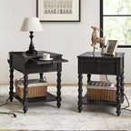Table d'appoint haute Esther 26 po avec prises de chargement intégrées, ensemble de 2 | ARTFUL LIVING DESIGNS