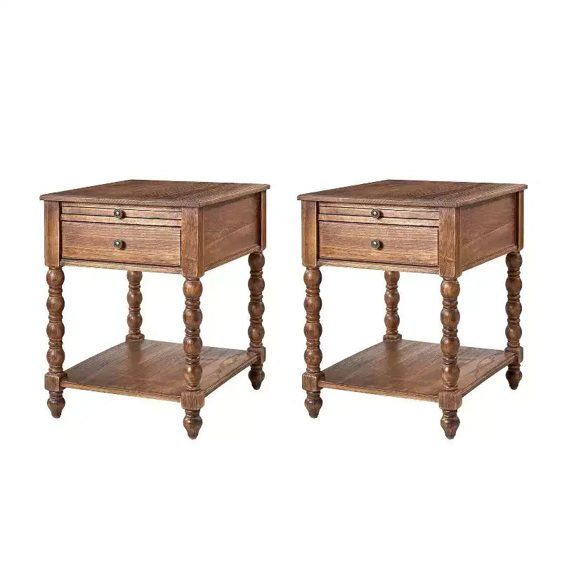 Table d'appoint haute Esther 26 po avec prises de chargement intégrées, ensemble de 2 | ARTFUL LIVING DESIGNS
