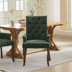 Chaises de salle à manger Okak mi-siècle élégantes et capitonnées avec pieds incurvés pour cuisine/salle à manger, fauteuil de salle à manger en chenille
