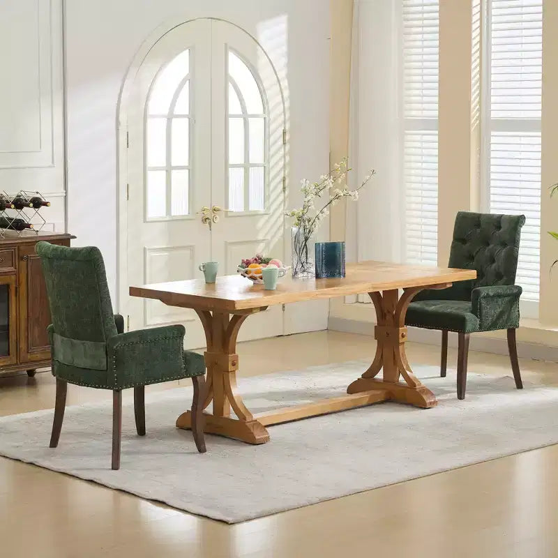Chaises de salle à manger Okak mi-siècle élégantes et capitonnées avec pieds incurvés pour cuisine/salle à manger, fauteuil de salle à manger en chenille