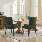 Chaises de salle à manger Okak mi-siècle élégantes et capitonnées avec pieds incurvés pour cuisine/salle à manger, fauteuil de salle à manger en chenille