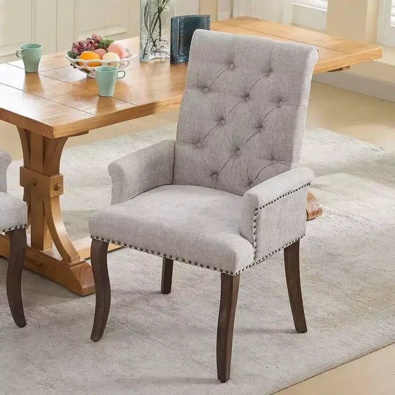 Chaises de salle à manger Okak mi-siècle élégantes et capitonnées avec pieds incurvés pour cuisine/salle à manger, fauteuil de salle à manger en chenille