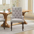 Chaises de salle à manger Okak mi-siècle élégantes et capitonnées avec pieds incurvés pour cuisine/salle à manger, fauteuil de salle à manger en chenille