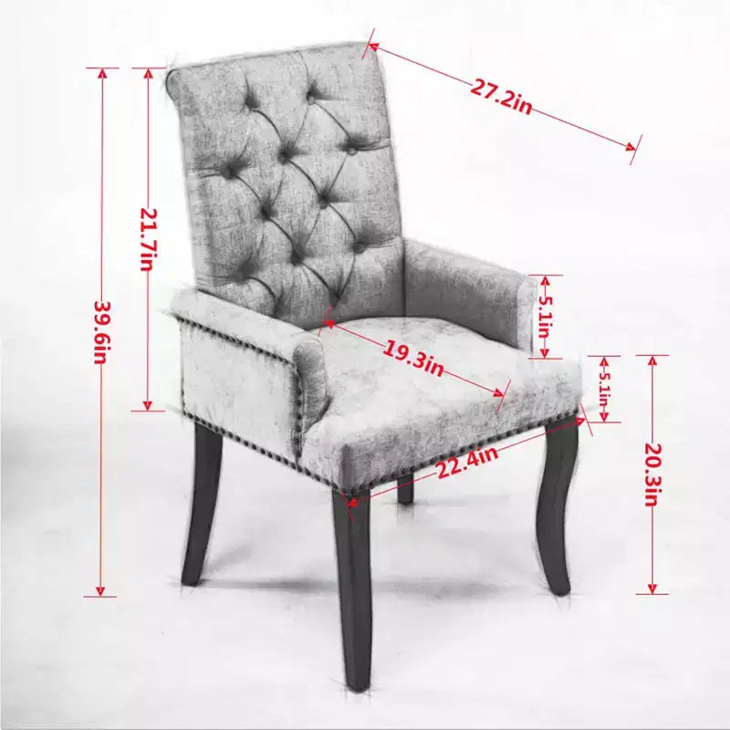 Chaises de salle à manger Okak mi-siècle élégantes et capitonnées avec pieds incurvés pour cuisine/salle à manger, fauteuil de salle à manger en chenille